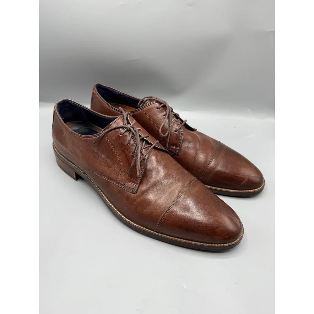 Cole Haan Dress Shoes GRAND.OS Size 13 M‎ Brown Cap Toe Oxford Formal Lace-Up